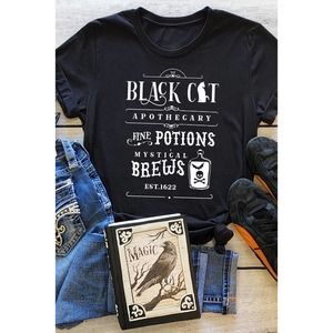 NWT - Black Trick or Treat Halloween Graphic Tee - Medium